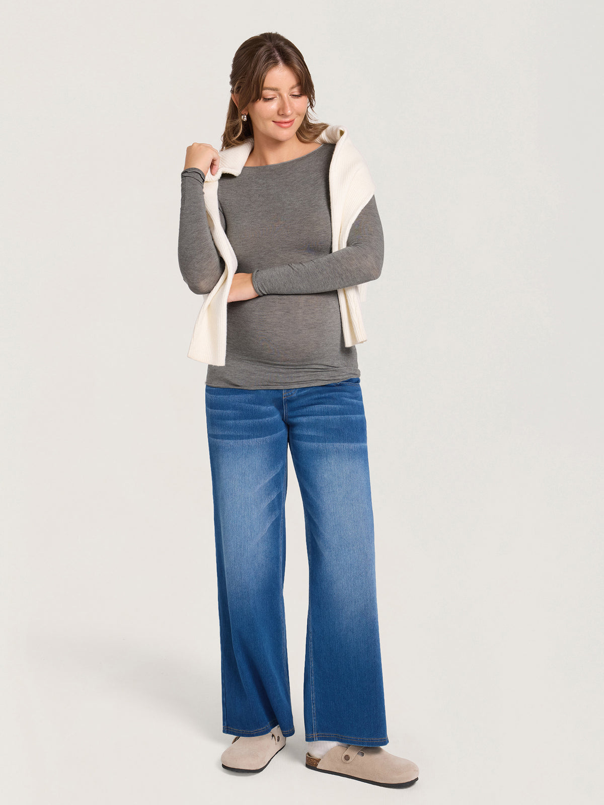 Ultralight Merino Wool Boatneck Maternity Top
