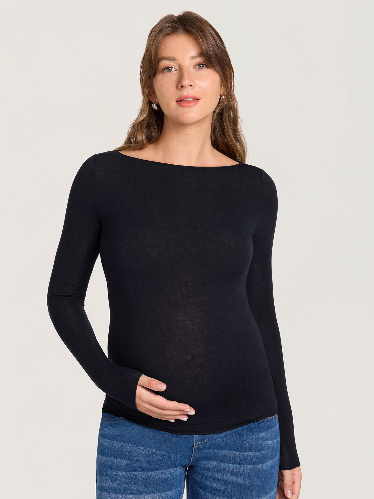 Ultralight Merino Wool Boatneck Maternity Top
